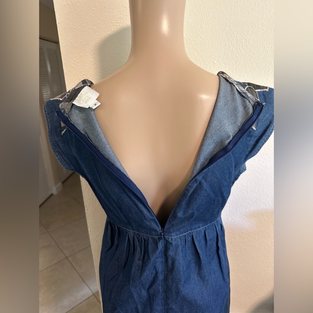 Vintage ANNA SUI VINTAGE Denim Applique Patchwork Dress- Archival - Picture 5 of 12